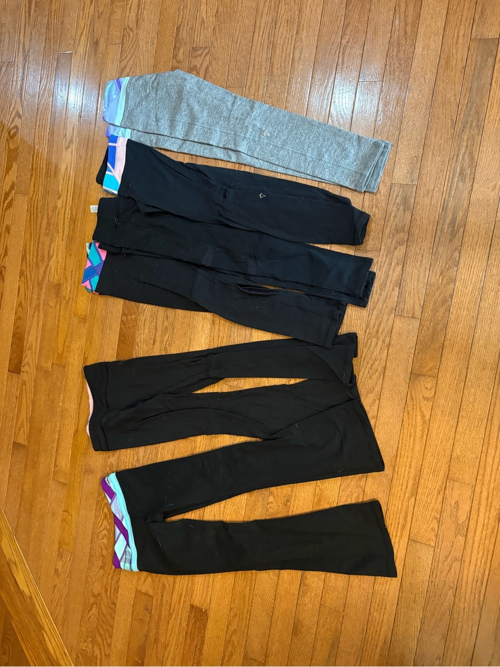 Ivivva Girls' Black and Gray Active Leggings with Color-Trim Waistbands